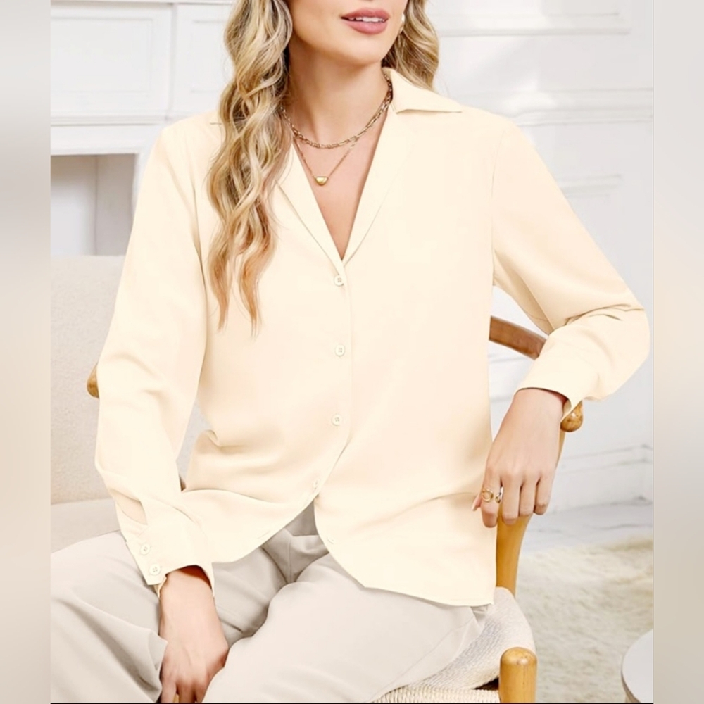 Liz Claiborne Soft Cream Button-Down Shirt